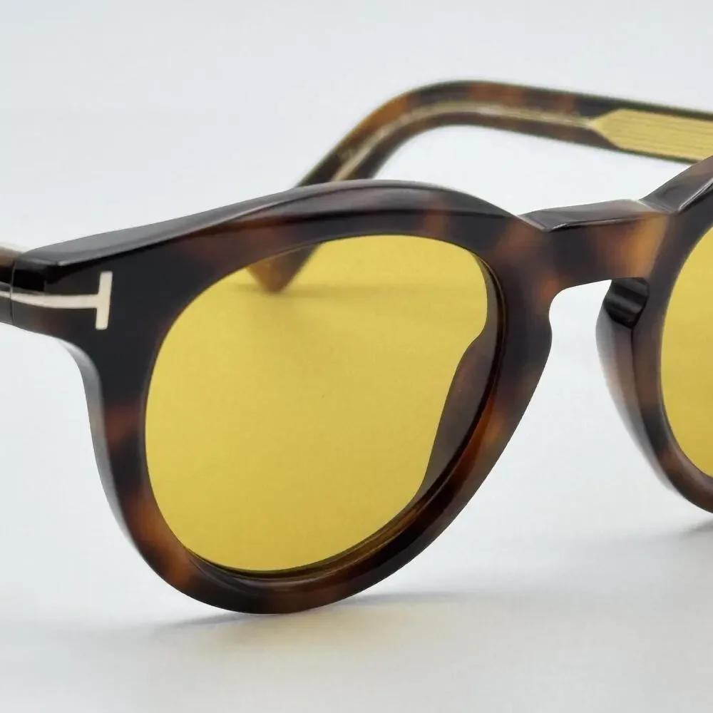 Tom Ford Sunglasses TF1325 53E Icon Collection Tortoise Round Pantos Amber Lens